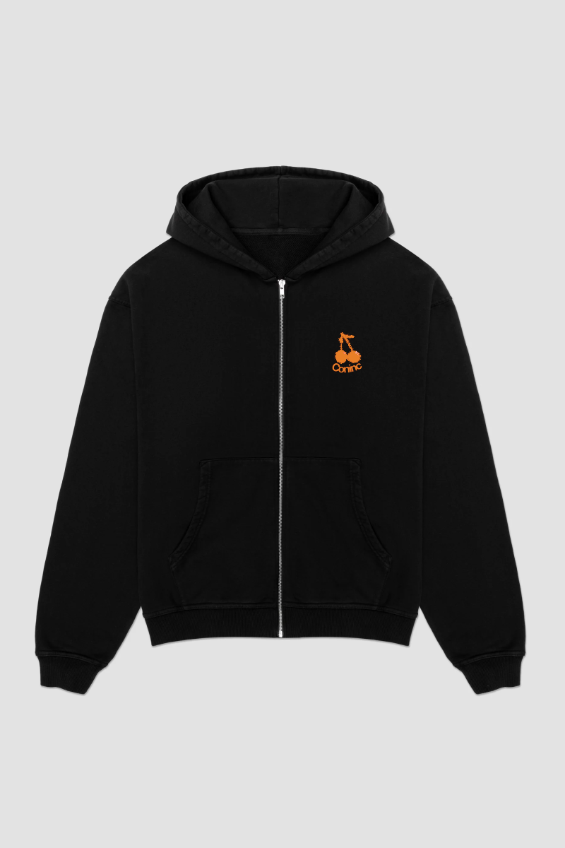 Cherry Zip-hoodie Black